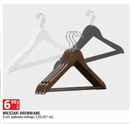 Wieszaki drewniane 3-pak promocja w Merkury Market