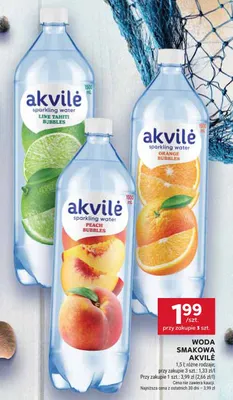 Woda smakowa Akvilė Peach Bubbles promocja w Stokrotka