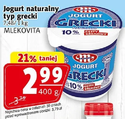 Jogurt naturalny typ grecki promocja w Prim Market