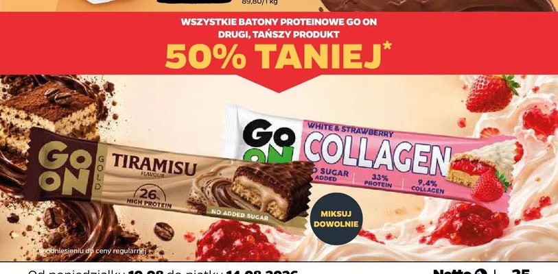 Baton proteinowy Tiramisu Go On Gold promocja w Netto