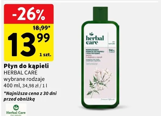 Płyn do kąpieli Herbal Care wybrane rodzaje promocja w Intermarche