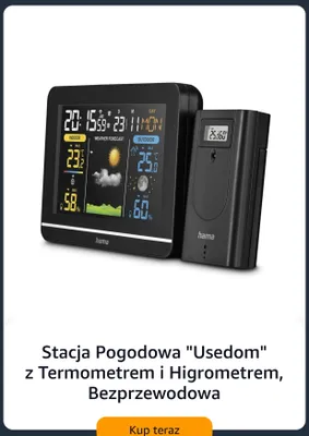 Stacja pogodowa Hama Usedom z termometrem i higrometrem bezprzewodowa promocja w Amazon