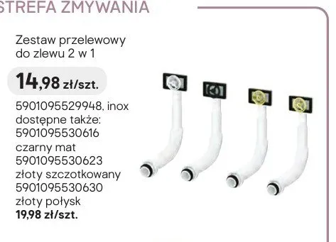 Zestaw przelewowy do zlewu 2 w 1 złoty połysk promocja w Castorama