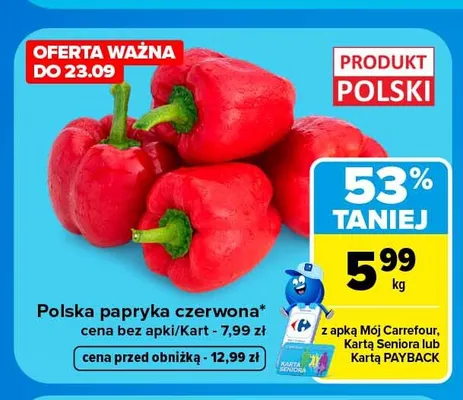 Papryka czerwona polska promocja w Carrefour