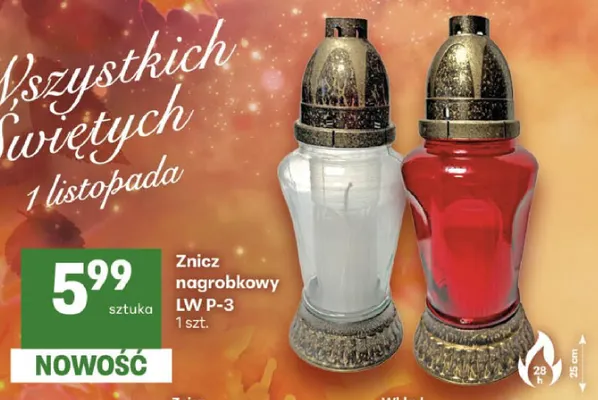 Znicz nagrobkowy Lw P-3 promocja w Delikatesy Centrum