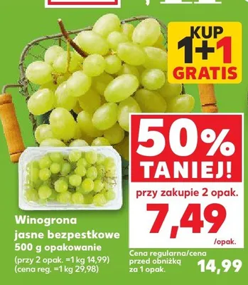Winogrona jasne bezpestkowe promocja w Kaufland