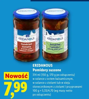 Pomidory suszone w solance z octem balsamicznym Eridanous promocja w Lidl