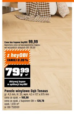 Panele winylowe Dąb Tenaus gr. 4,5mm kl. 33 wym. 4,5x127x635mm promocja w OBI