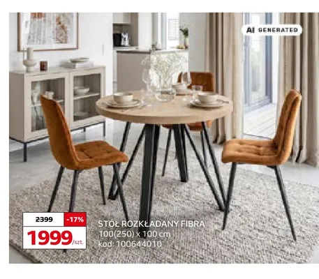 Stół rozkładany Fibra 100(250)x100 cm promocja w Komfort