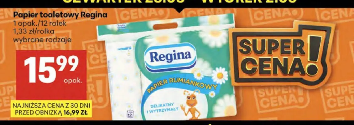 Papier toaletowy rumiankowy Regina promocja w Delikatesy Centrum