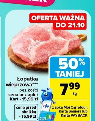 Łopatka wieprzowa bez kości promocja w Carrefour Market