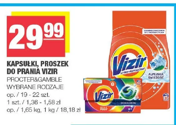 Kapsułki, proszek do prania Vizir promocja w SPAR