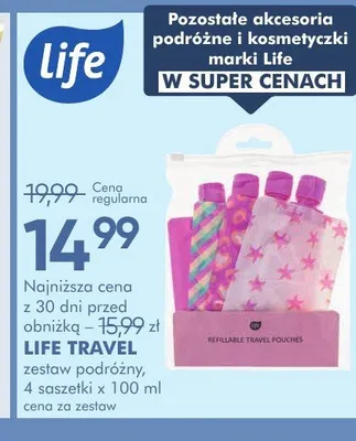 Zestaw podróżny LIFE TRAVEL 4 saszetki x 100ml promocja w Super-Pharm