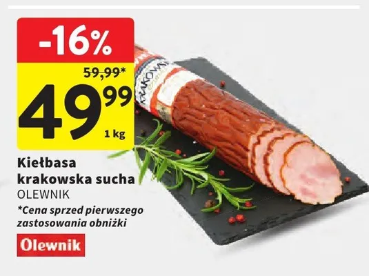 Kiełbasa krakowska sucha promocja w Intermarche