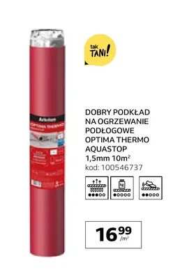 Dobry podkład na ogrzewanie podłogowe Optima Thermo Aquastop 1,5 mm 10m² Arbiton promocja w Komfort