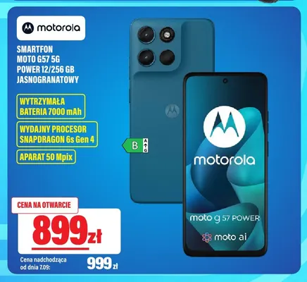 Smartfon Motorola Moto G57 5 g Power 12/256GB jasnogranatowy promocja w RTV EURO AGD