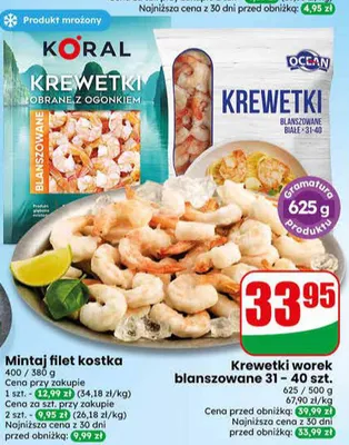 Krewetki blanszowane białe 31-40 Ocean promocja w Dino