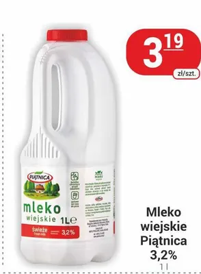 Mleko wiejskie Piątnica 3,2% promocja w Delikatesy Sezam