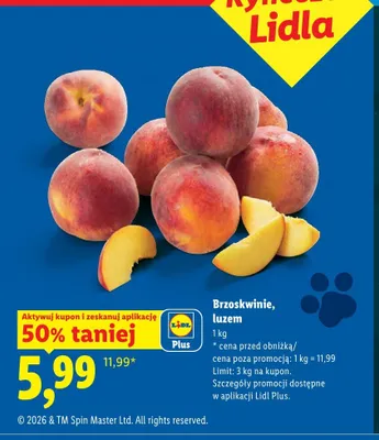 Brzoskwinie luzem Ryneczek Lidla promocja w Lidl