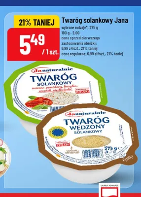 Twaróg solankowy z suszonymi pomidorami bazylią i czosnkiem niedźwiedzim Jana promocja w POLOmarket