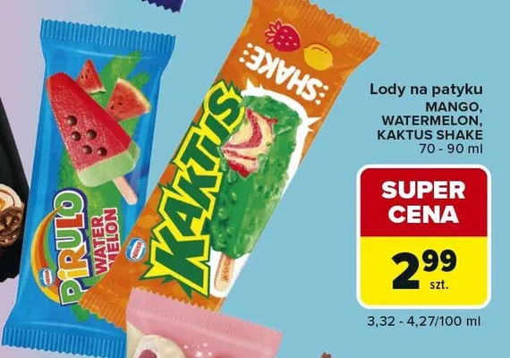 Lody na patyku Kaktus Shake promocja w Carrefour Express