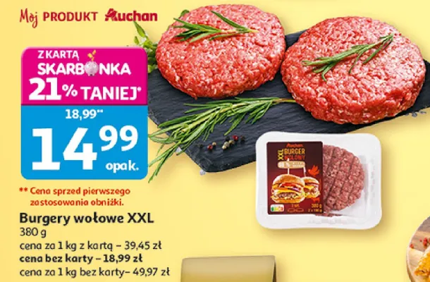 Burgery wołowe XXL promocja w Auchan