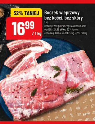 Boczek wieprzowy bez kości, bez skóry promocja w POLOmarket