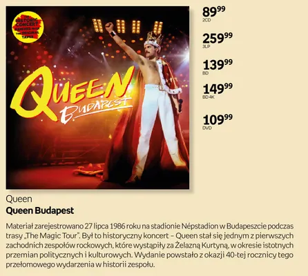Płyta Queen Budapest BD 4K promocja w Empik