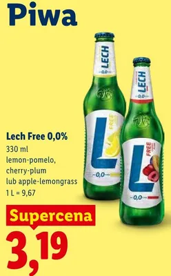 Piwo bezalkoholowe Lech Free 0,0% apple-lemongrass promocja w Lidl