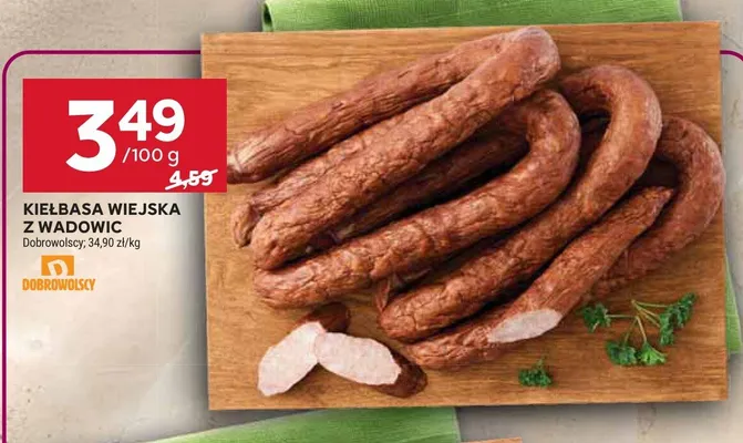 Kiełbasa wiejska z Wadowic Dobrowolscy promocja w Stokrotka