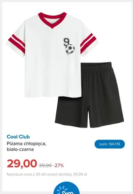 Piżama chłopięca biało-czarna Cool Club promocja w Smyk
