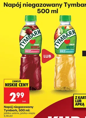 Napój niegazowany Tymbark jabłko-wiśnia promocja w Biedronka