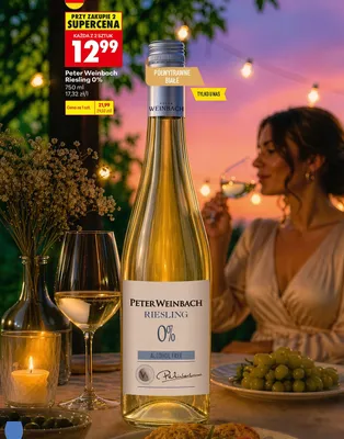 Wino białe półwytrawne Peter Weinbach Riesling 0% promocja w Biedronka