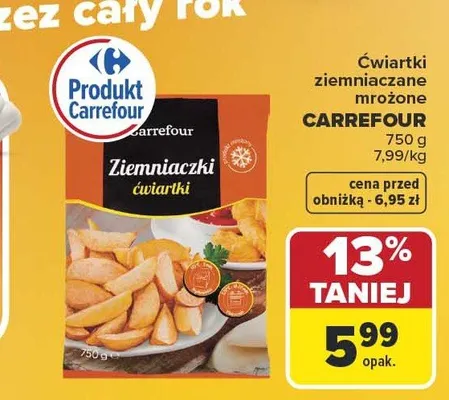 Ćwiartki ziemniaczane mrożone Carrefour promocja w Carrefour Market