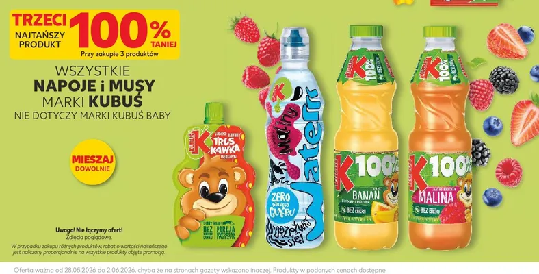 Sok Kubuś 100% malina jabłko marchew promocja w Kaufland