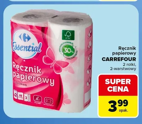 Ręcznik papierowy Carrefour 2-pak 2-warstwowy promocja w Carrefour Market