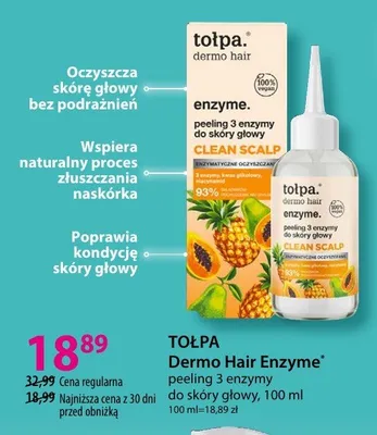 Peeling do skóry głowy Tołpa Dermo Hair Enzyme promocja w Hebe