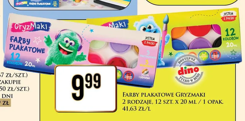 Farby plakatowe Gryzmaki promocja w Dino