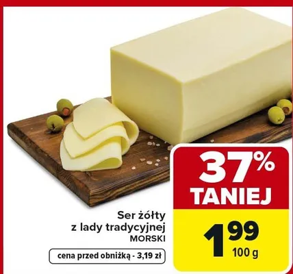 Ser żółty z lady tradycyjnej promocja w Carrefour Market