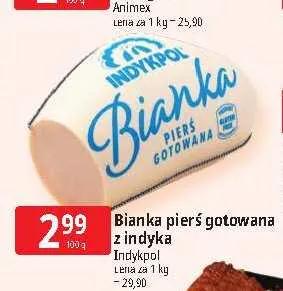 Pierś gotowana z indyka Bianka Indykpol promocja w Leclerc
