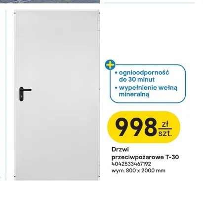 Drzwi przeciwpożarowe Hörmann T-30 promocja w Castorama