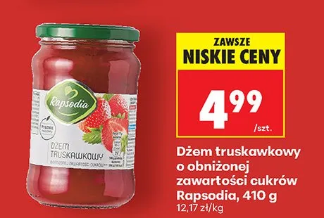 Dżem truskawkowy o obniżonej zawartości cukrów promocja w Biedronka