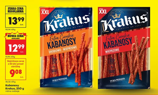 Kabanosy Extra Cienkie drobiowo-wieprzowe promocja w Biedronka