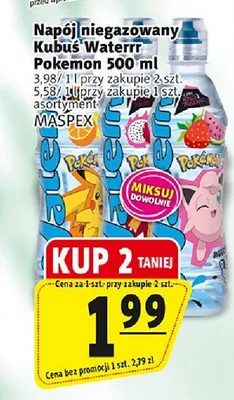 Napój niegazowany Kubuś Waterrr Pokemon promocja w Prim Market