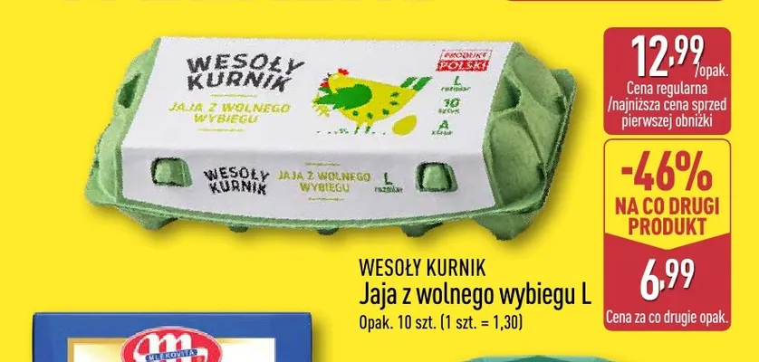 Jajka kurze z wolnego wybiegu L Wesoły Kurnik promocja w Aldi