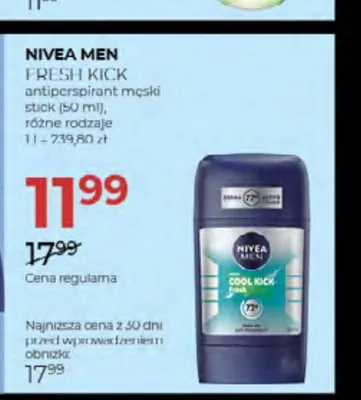 Antyperspirant męski w sztyfcie Nivea Men Fresh Kick promocja w Drogerie Jawa