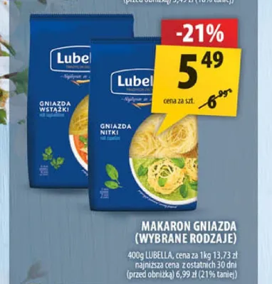 Makaron gniazda wstążki Lubella promocja w Arhelan