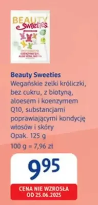 Wegańskie żelki króliczki, bez cukru, z biotyną, aloesem i koenzymem Q10, substancjami poprawiającym kondycję włosów i skóry promocja w Drogerie DM