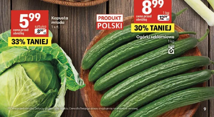 Ogórki szklarniowe promocja w Delikatesy Centrum