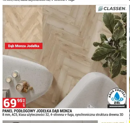 Panel podłogowy jodełka Dąb Monza Classen 8 mm AC5 promocja w Merkury Market
